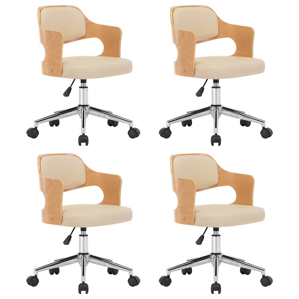 Chaises pivotantes à manger lot de 4 bois courbé et similicuir - XIOS
