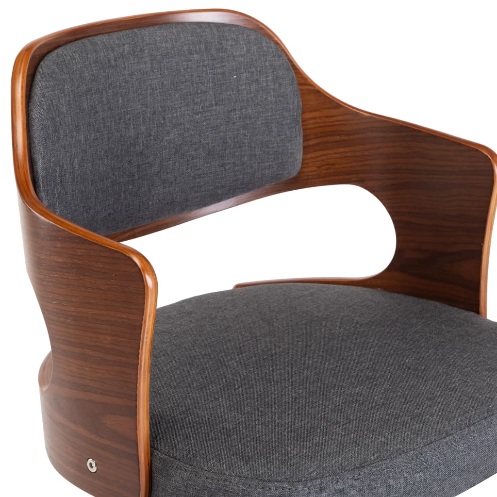 Chaises pivotantes à manger lot de 2 gris bois courbé et tissu - XIOS