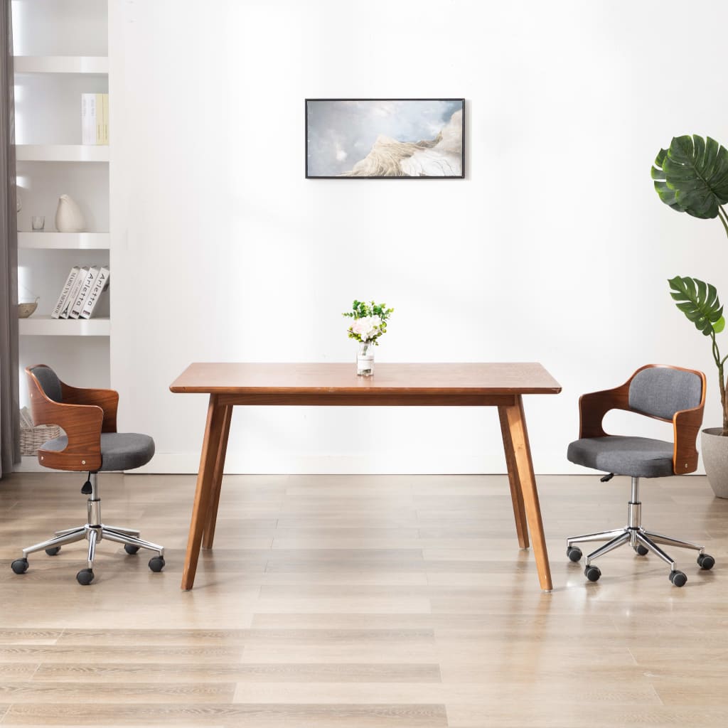 Chaises pivotantes à manger lot de 2 gris bois courbé et tissu - XIOS