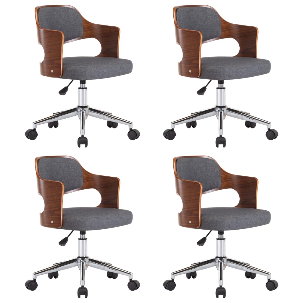 Chaises pivotantes à manger lot de 4 gris bois courbé et tissu - XIOS