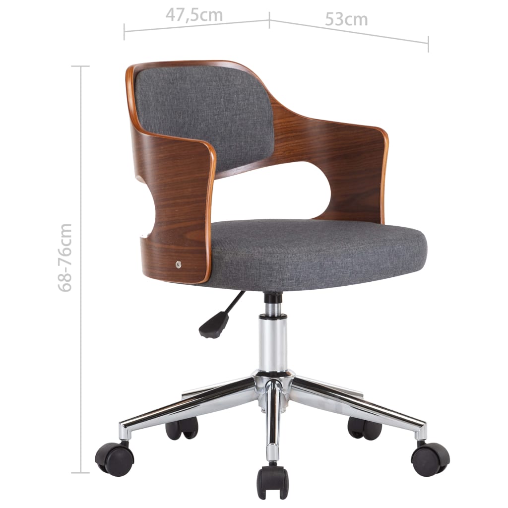 Chaises pivotantes à manger lot de 4 gris bois courbé et tissu - XIOS