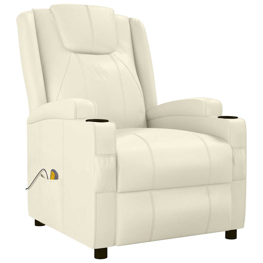 Fauteuil de massage blanc crème similicuir
