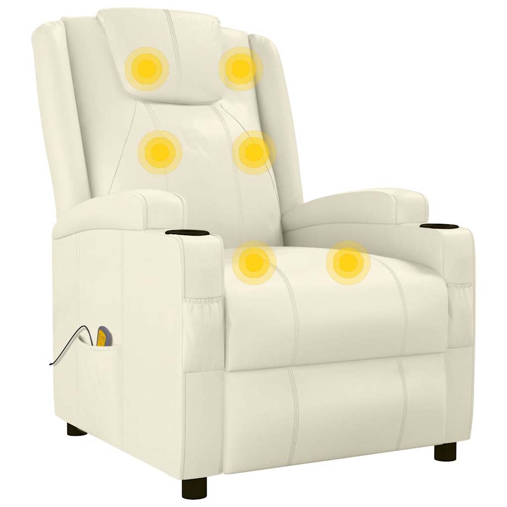 Fauteuil de massage blanc crème similicuir
