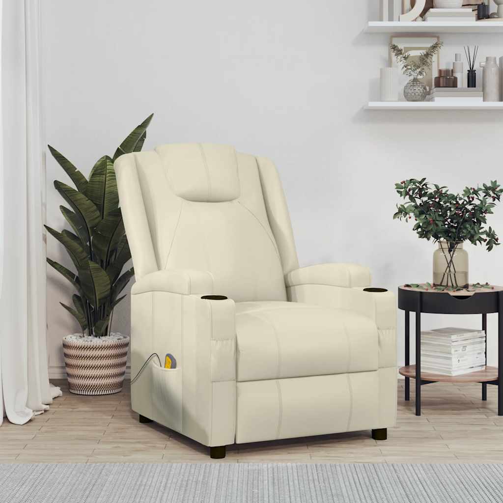 Fauteuil de massage blanc crème similicuir