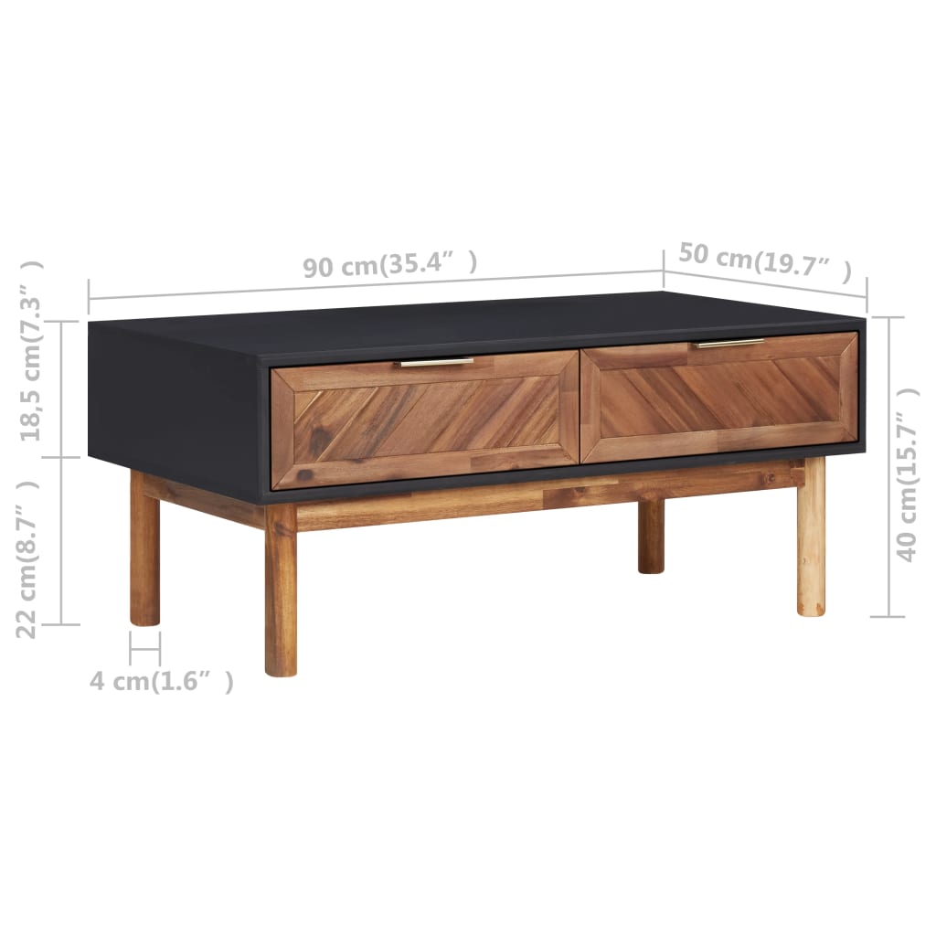 Table basse 90x50x40 cm Bois d'acacia massif et MDF - XIOS