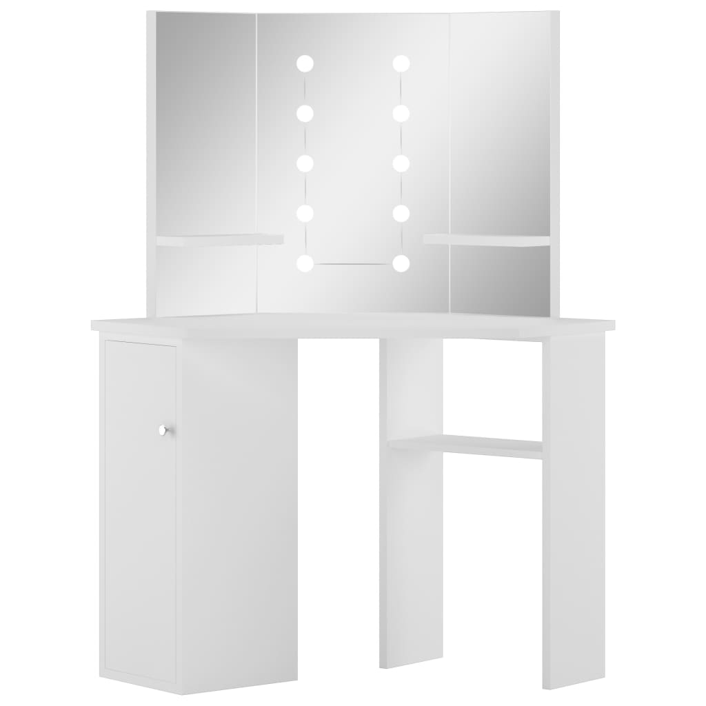 Coiffeuse d'angle table de maquillage lumière LED Blanc clair - XIOS