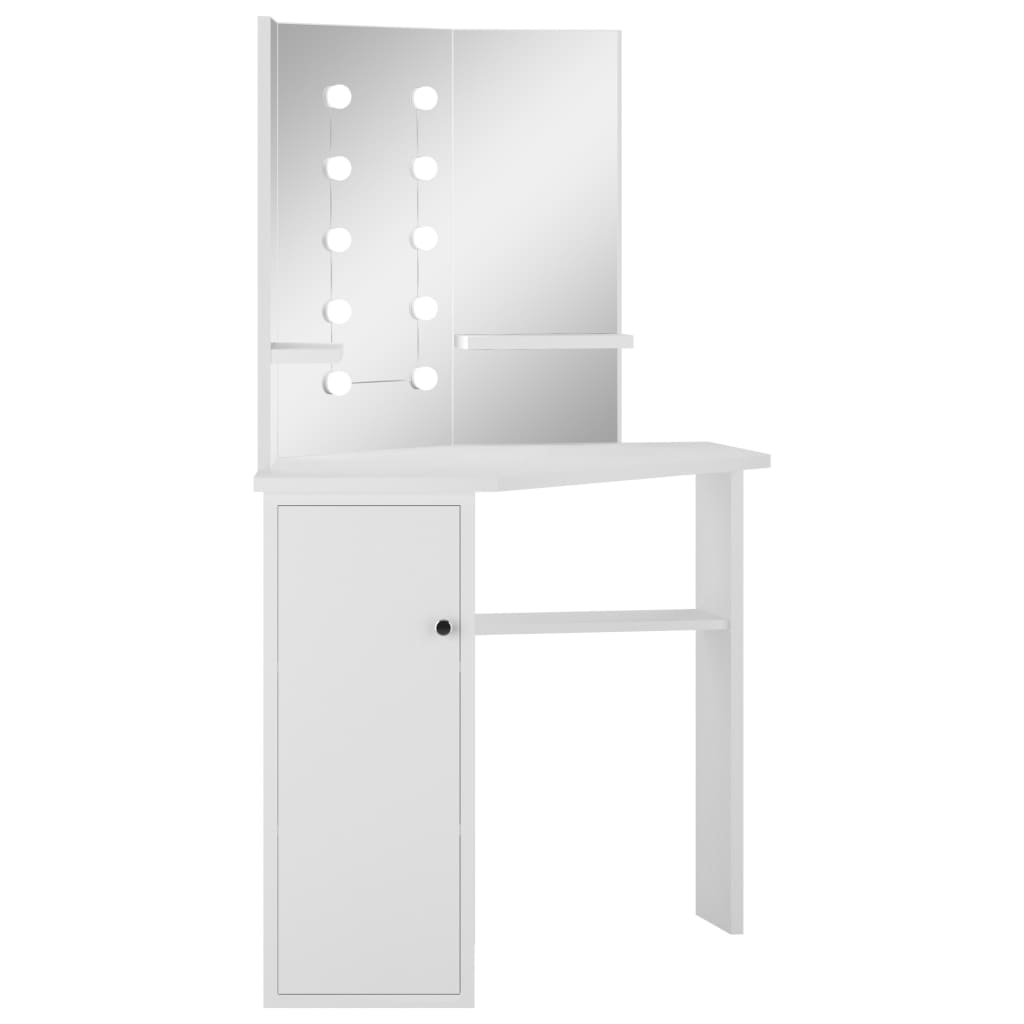 Coiffeuse d'angle table de maquillage lumière LED Blanc clair - XIOS