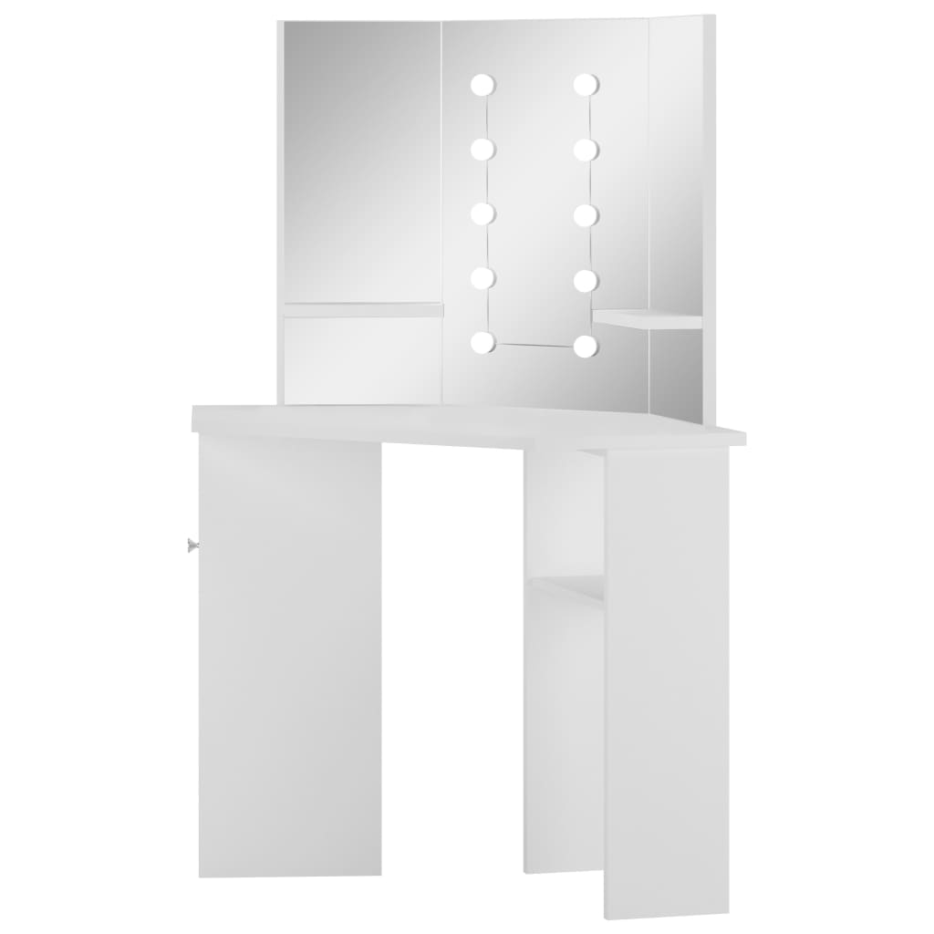 Coiffeuse d'angle table de maquillage lumière LED Blanc clair - XIOS