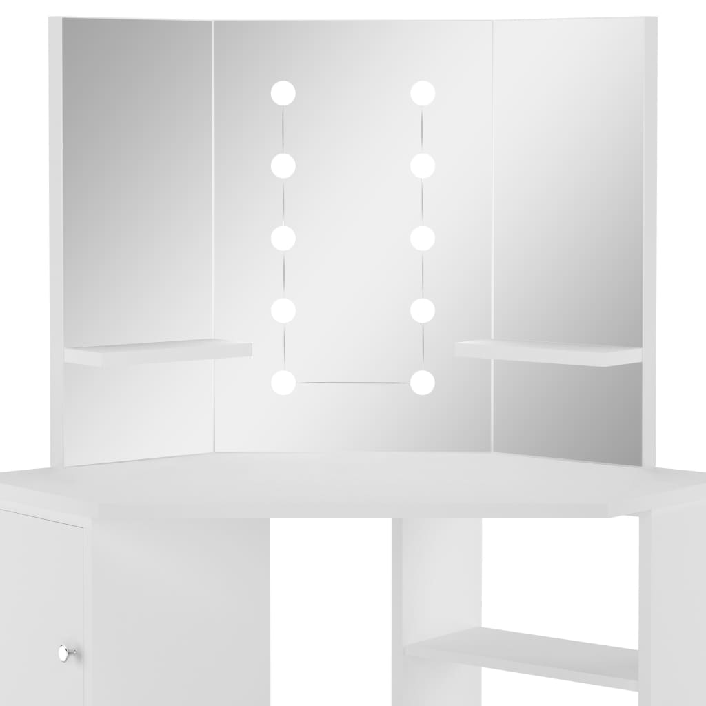 Coiffeuse d'angle table de maquillage lumière LED Blanc clair - XIOS
