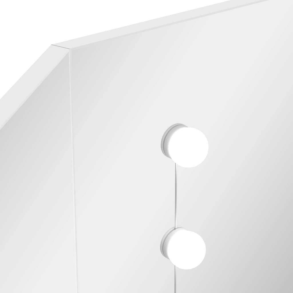 Coiffeuse d'angle table de maquillage lumière LED Blanc clair - XIOS
