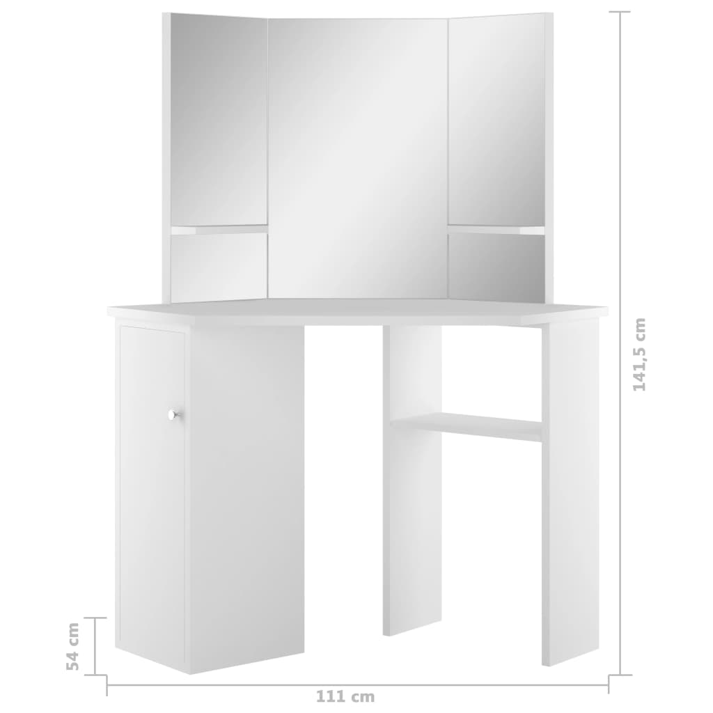 Coiffeuse d'angle Table de maquillage cosmétique Blanc - XIOS