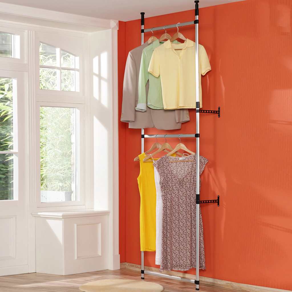 Système de garde-robe télescopique avec étagères Aluminium - XIOS