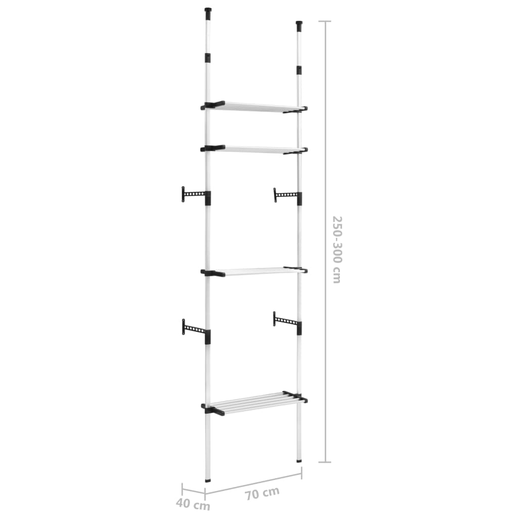 Système de garde-robe télescopique avec étagères Aluminium - XIOS
