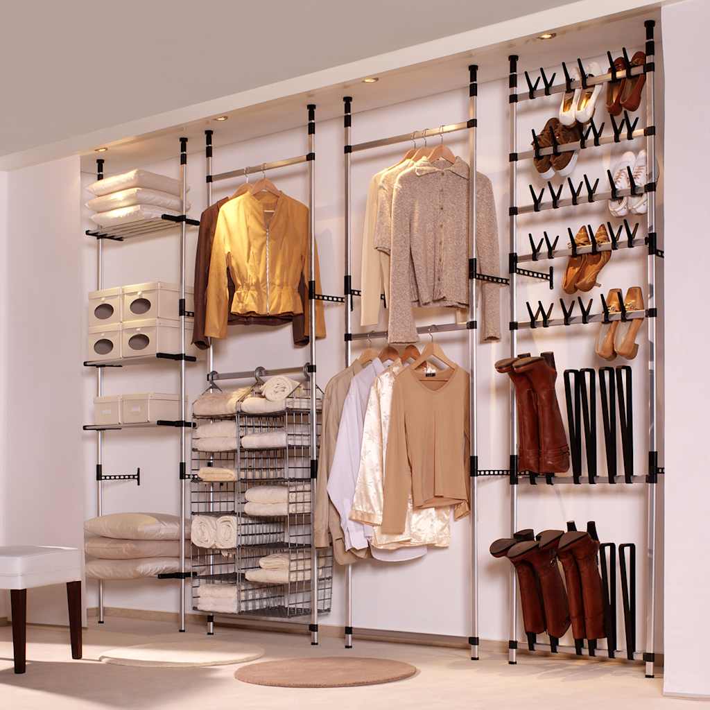 Système de garde-robe télescopique barres et étagère Aluminium - XIOS