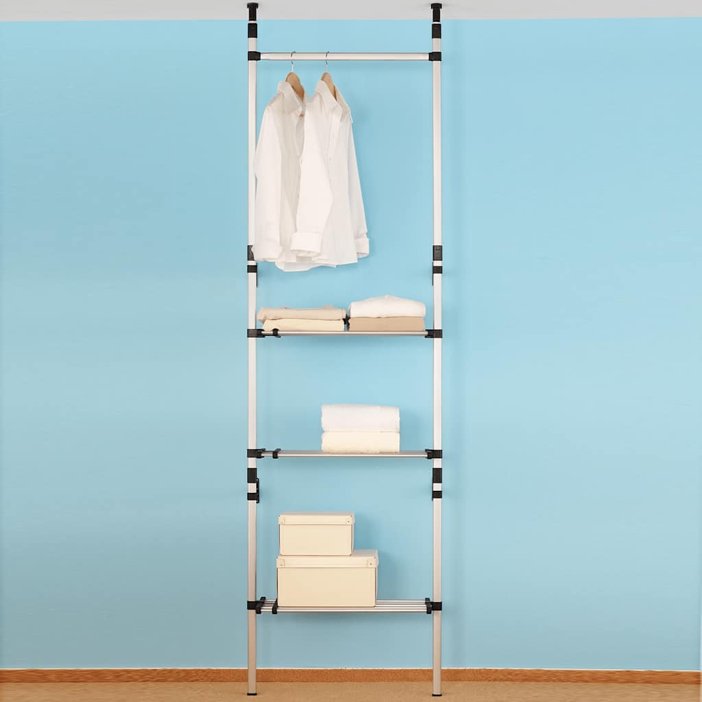 Système de garde-robe télescopique barres et étagère Aluminium - XIOS