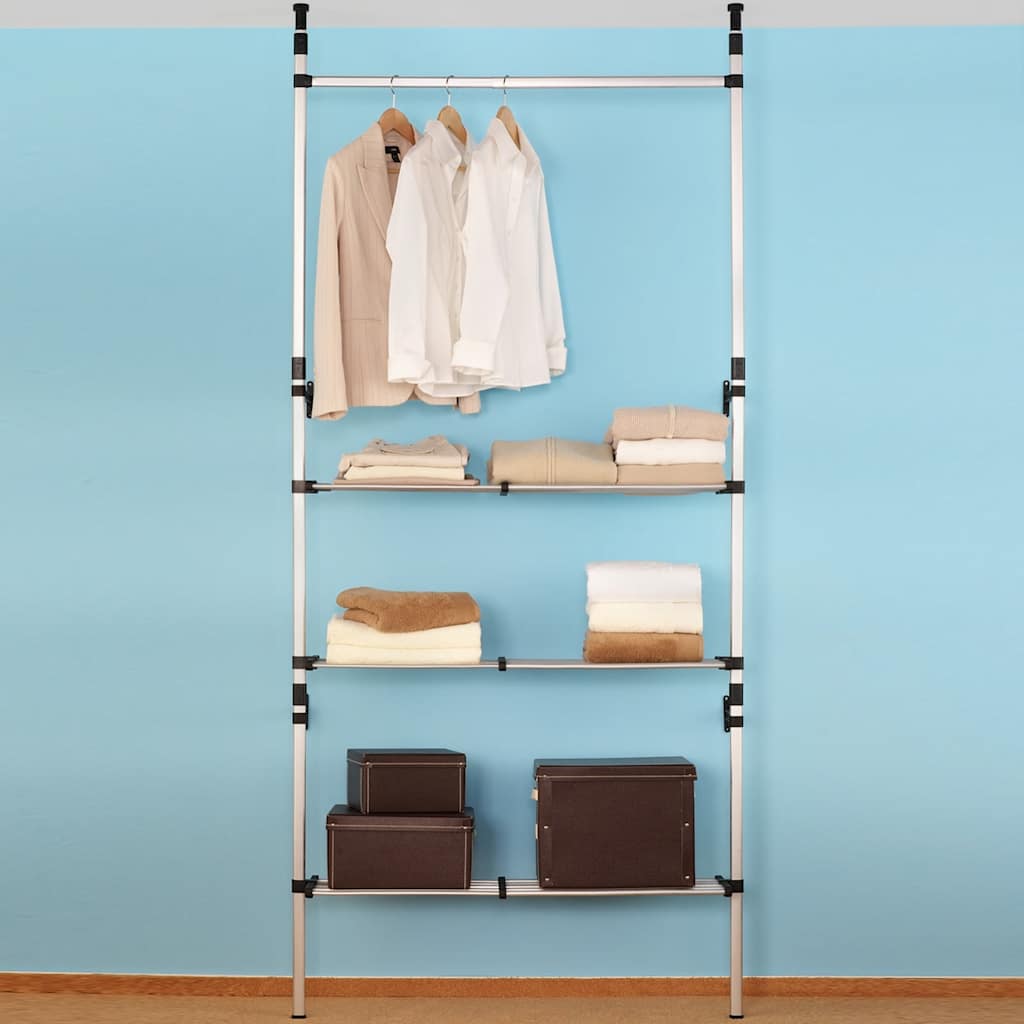 Système de garde-robe télescopique barres et étagère Aluminium - XIOS