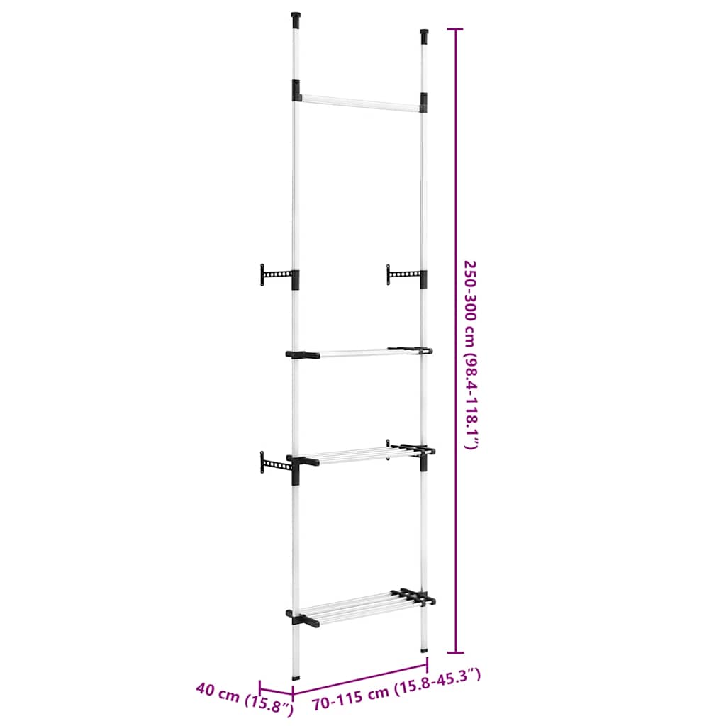Système de garde-robe télescopique barres et étagère Aluminium - XIOS