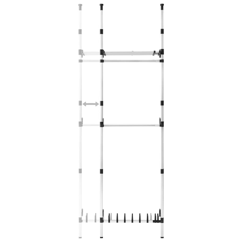 Système de garde-robe télescopique barres et étagère Aluminium - XIOS