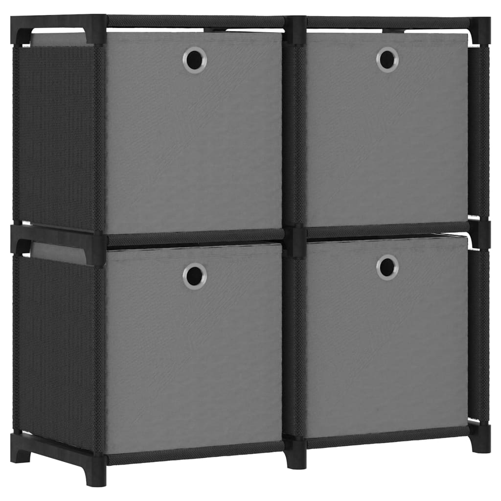 Étagère à 4 cubes avec boîtes Noir 69x30x72,5 cm Tissu - XIOS