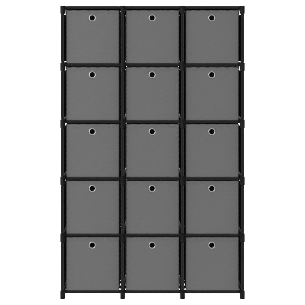 Étagère à 15 cubes avec boîtes Noir 103x30x175,5 cm Tissu - XIOS