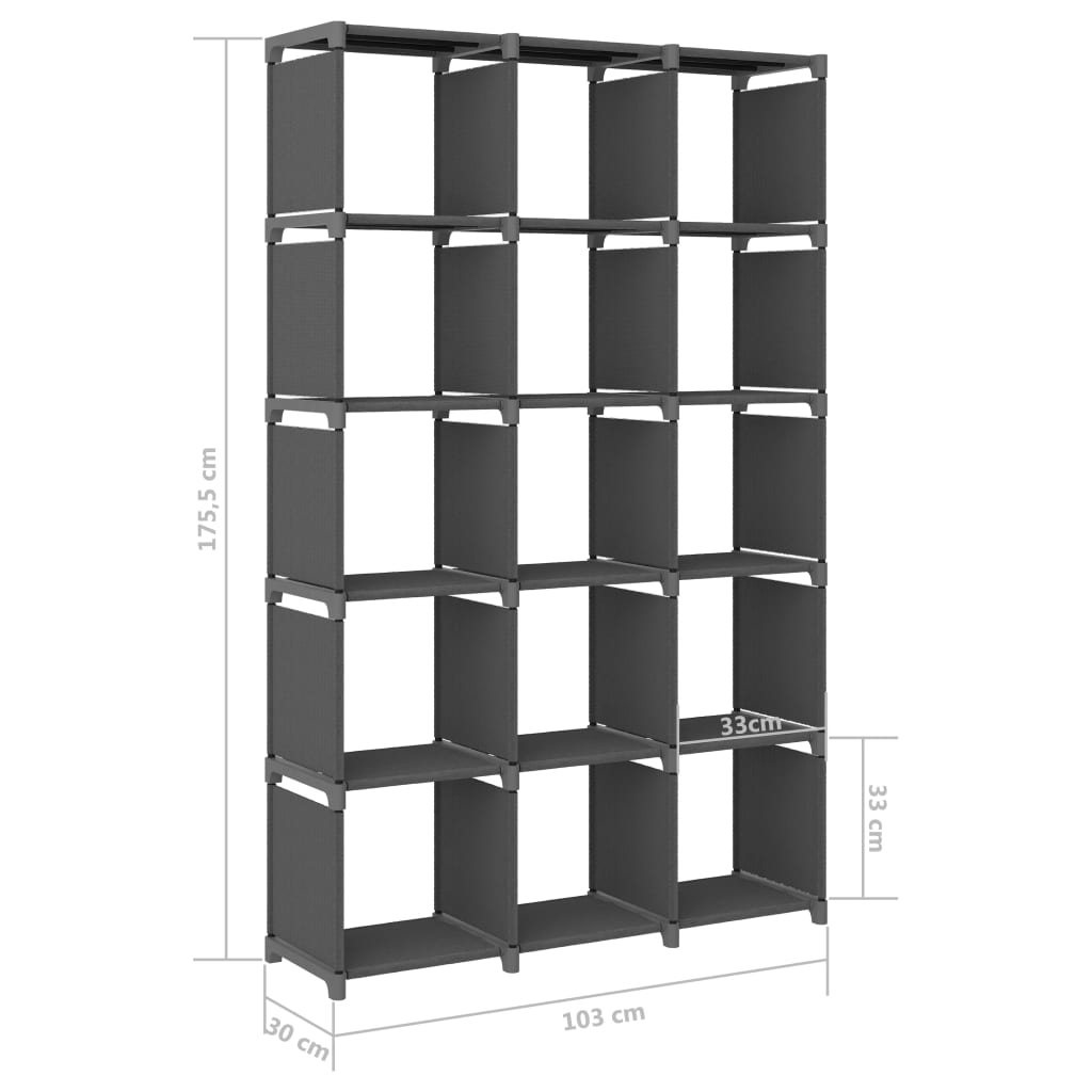 Étagère d'affichage 15 cubes Gris 103x30x175,5 cm Tissu - XIOS