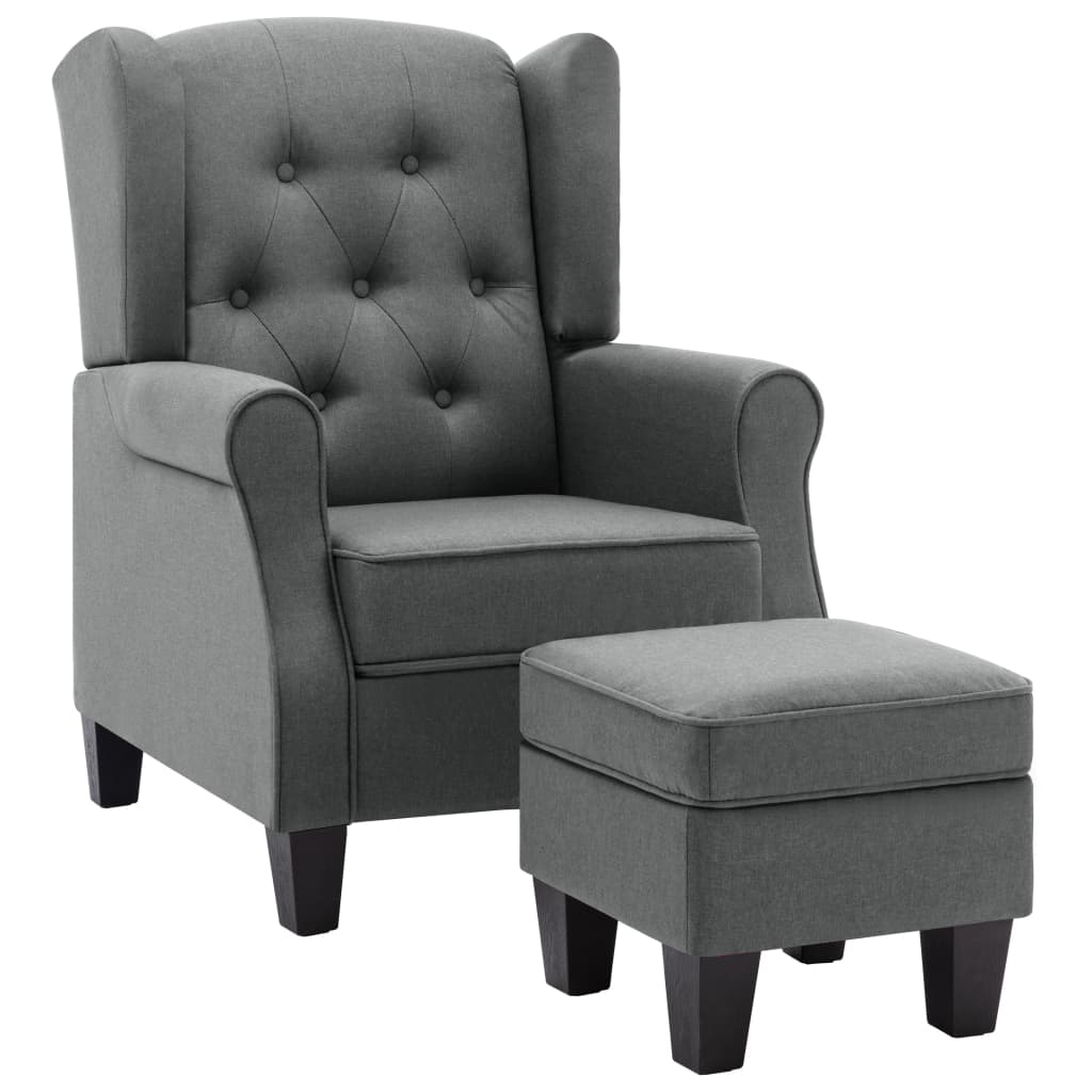 Fauteuil avec repose-pied Gris clair Tissu - XIOS