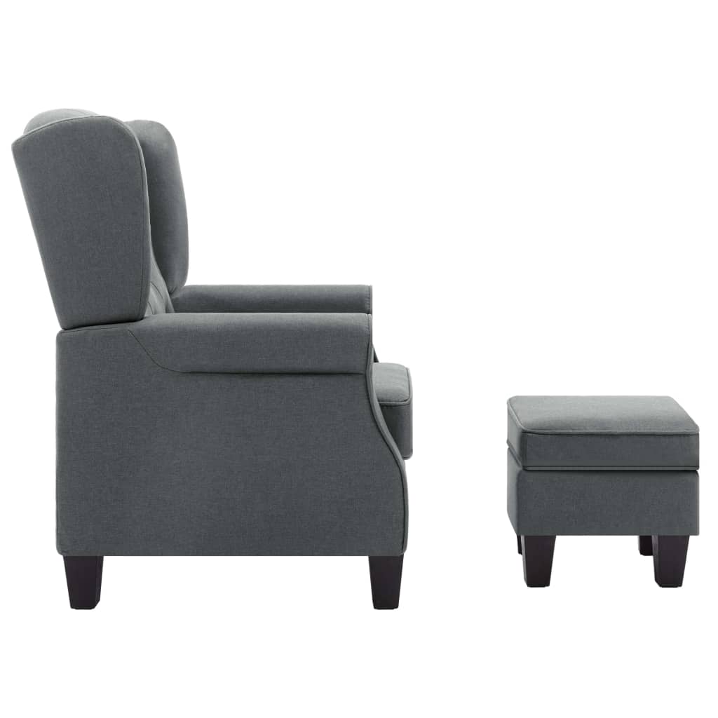 Fauteuil avec repose-pied Gris clair Tissu - XIOS