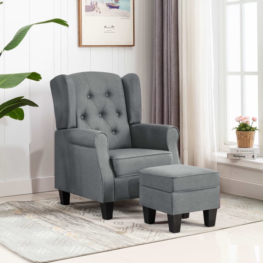 Fauteuil avec repose-pied Gris clair Tissu - XIOS