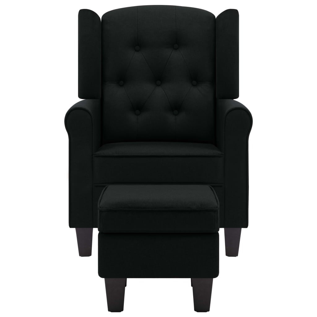Fauteuil avec repose-pied Noir Tissu - XIOS