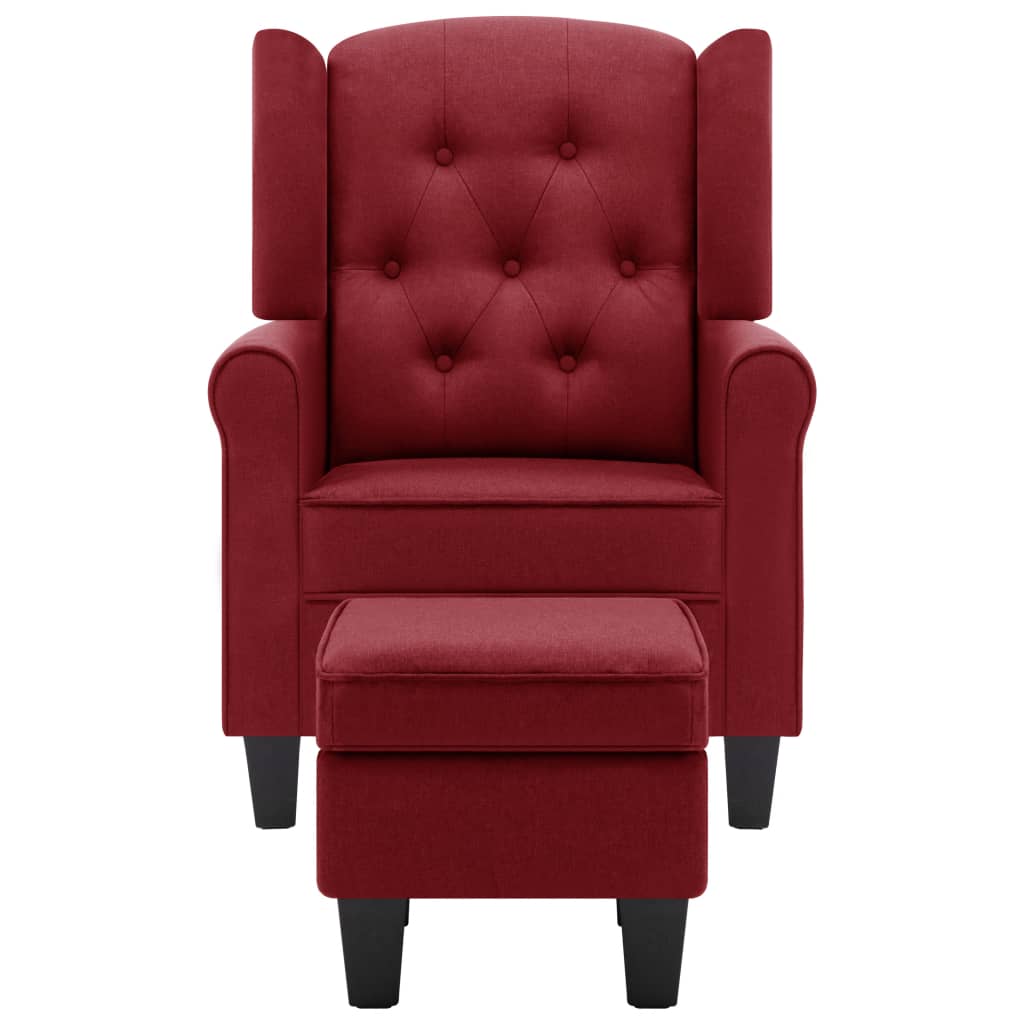 Fauteuil avec repose-pied Rouge bordeaux Tissu - XIOS