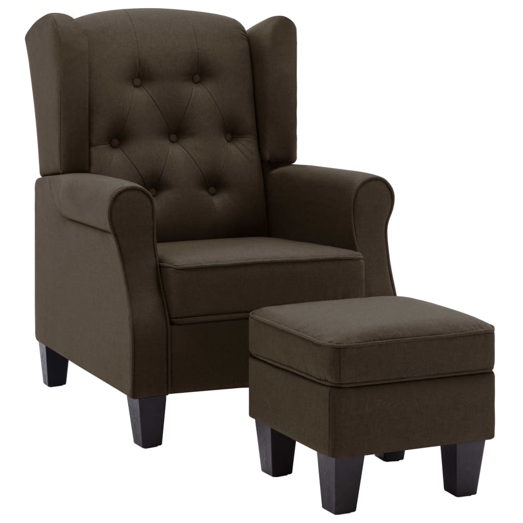 Fauteuil avec repose-pied Marron Tissu - XIOS