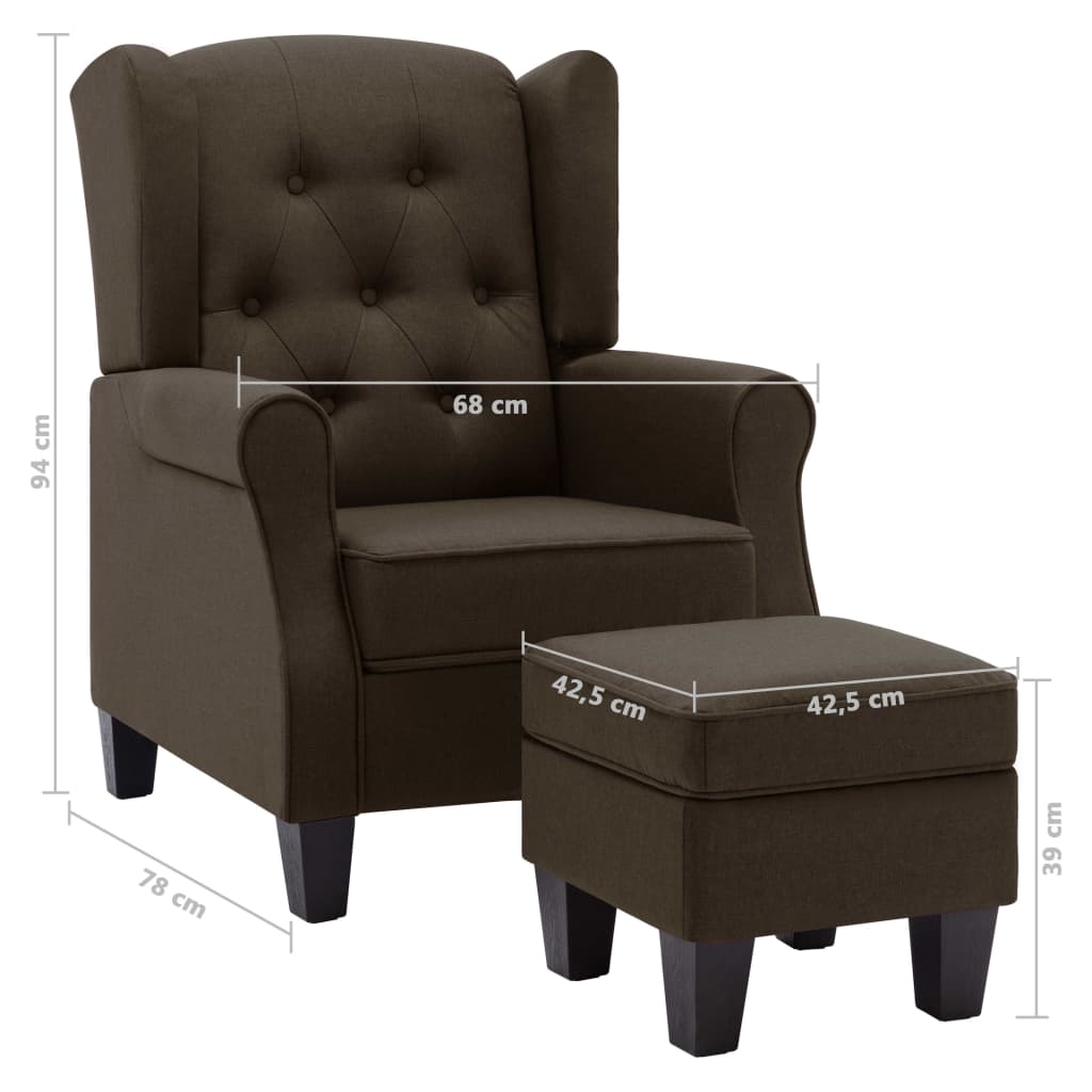 Fauteuil avec repose-pied Marron Tissu - XIOS