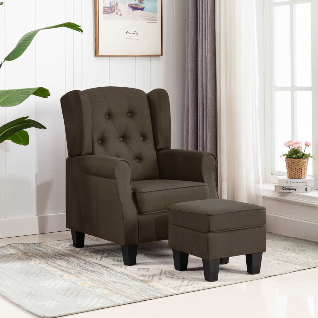 Fauteuil avec repose-pied Marron Tissu - XIOS