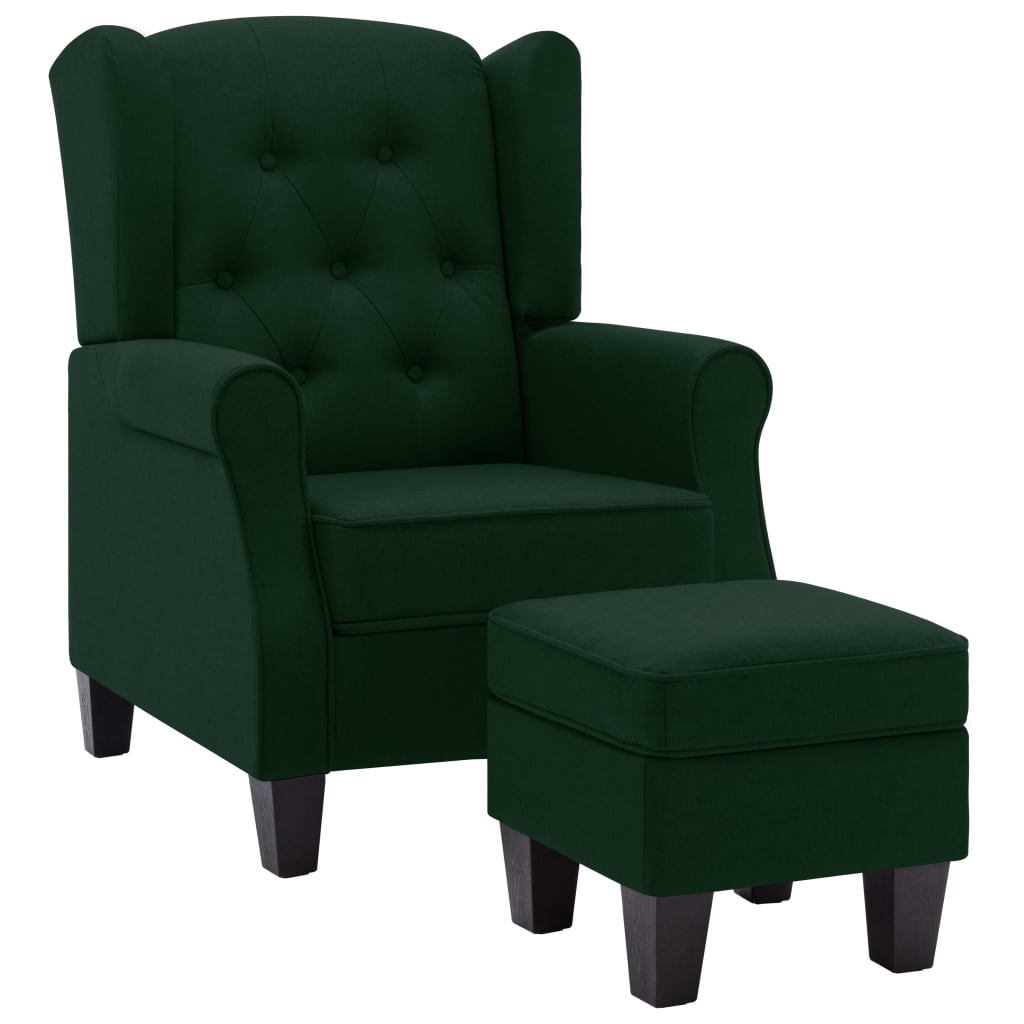 Fauteuil avec repose-pied Vert foncé Tissu - XIOS