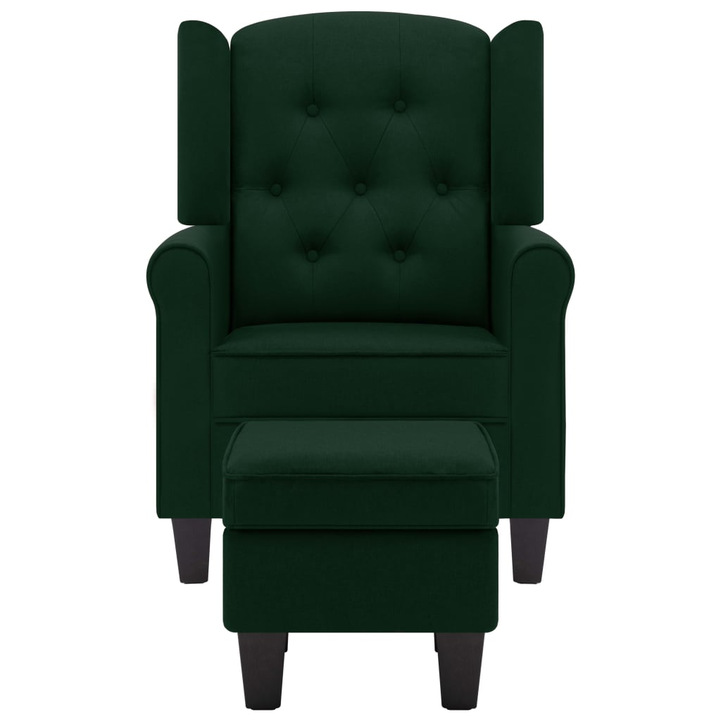 Fauteuil avec repose-pied Vert foncé Tissu