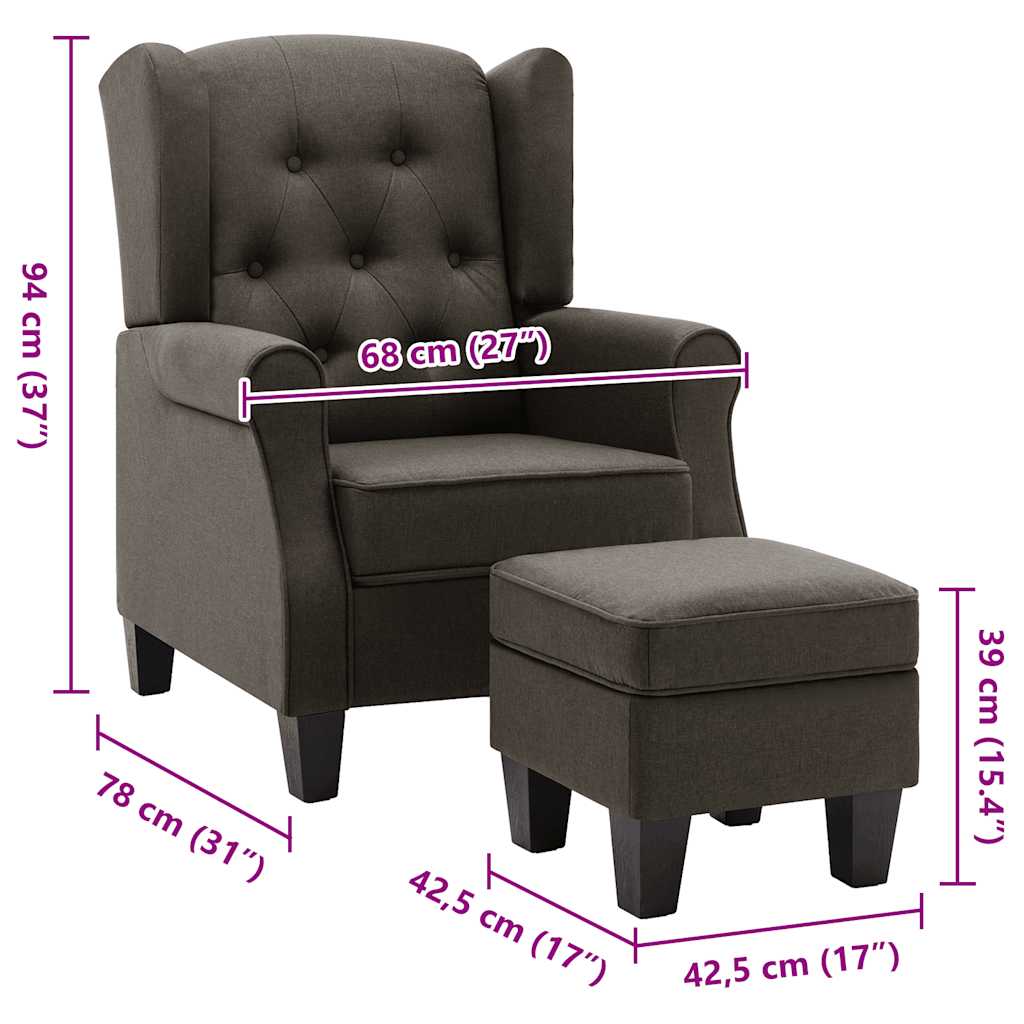 Fauteuil avec repose-pied Taupe Tissu - XIOS