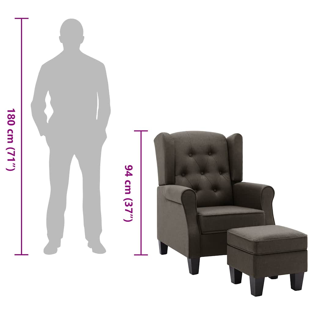 Fauteuil avec repose-pied Taupe Tissu - XIOS