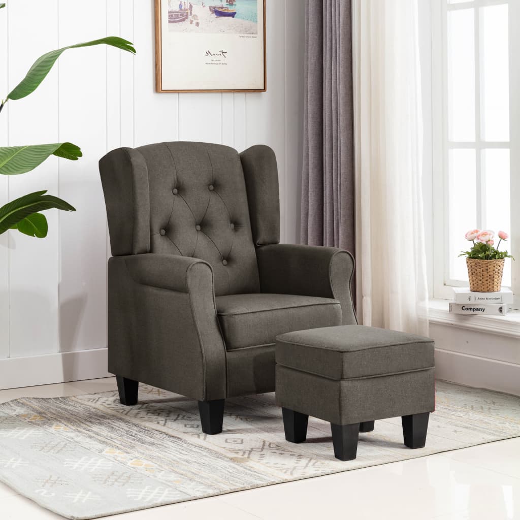 Fauteuil avec repose-pied Taupe Tissu - XIOS