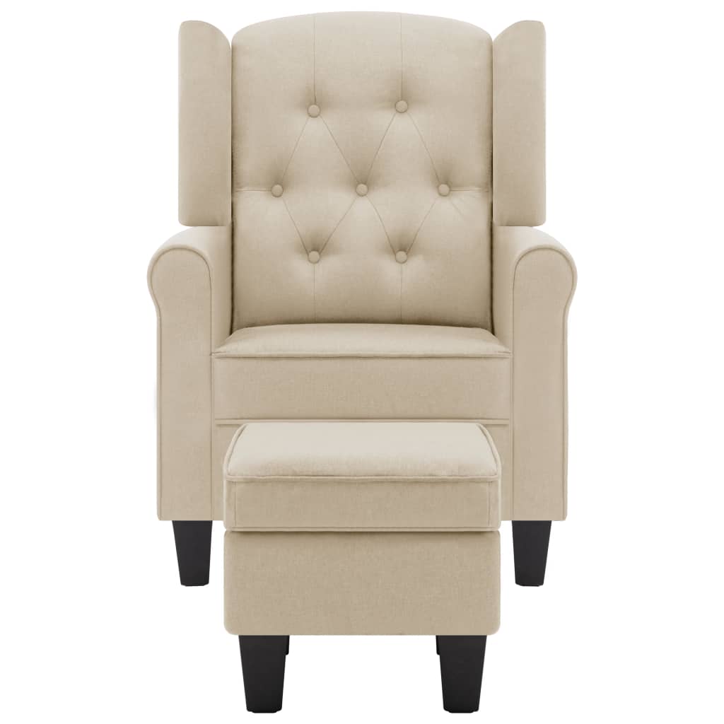 Fauteuil avec repose-pied Crème Tissu - XIOS