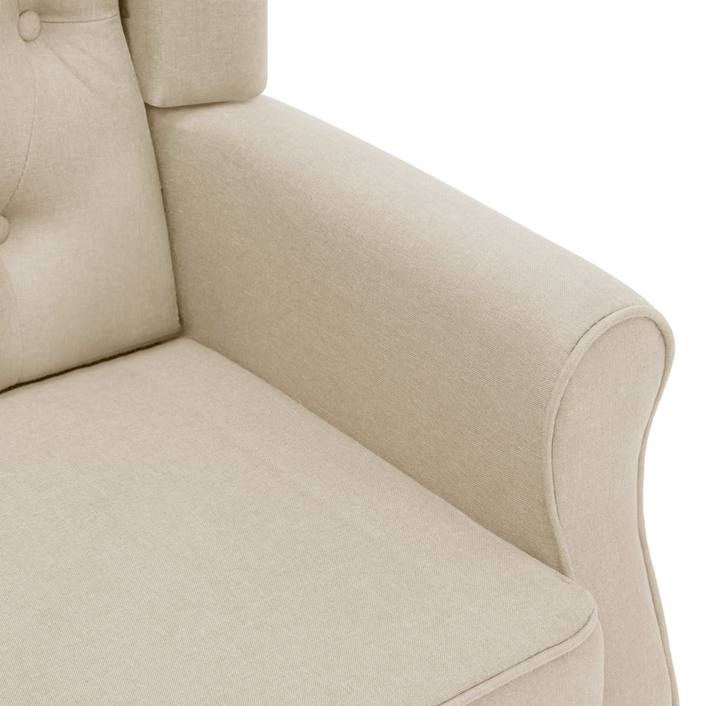 Fauteuil avec repose-pied Crème Tissu