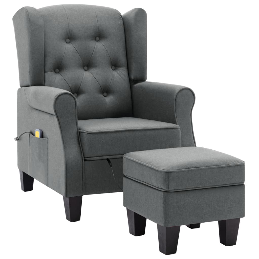 Fauteuil de massage avec repose-pied Gris clair Tissu - XIOS