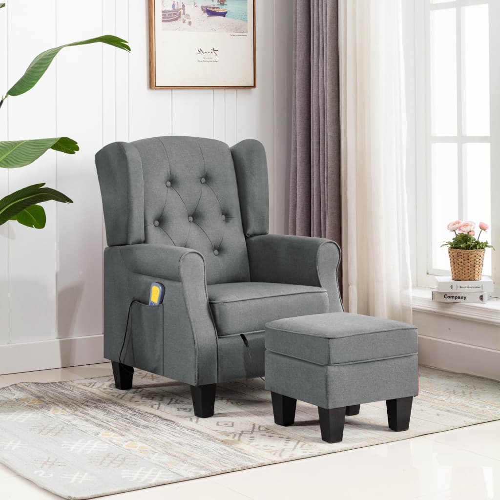 Fauteuil de massage avec repose-pied Gris clair Tissu - XIOS