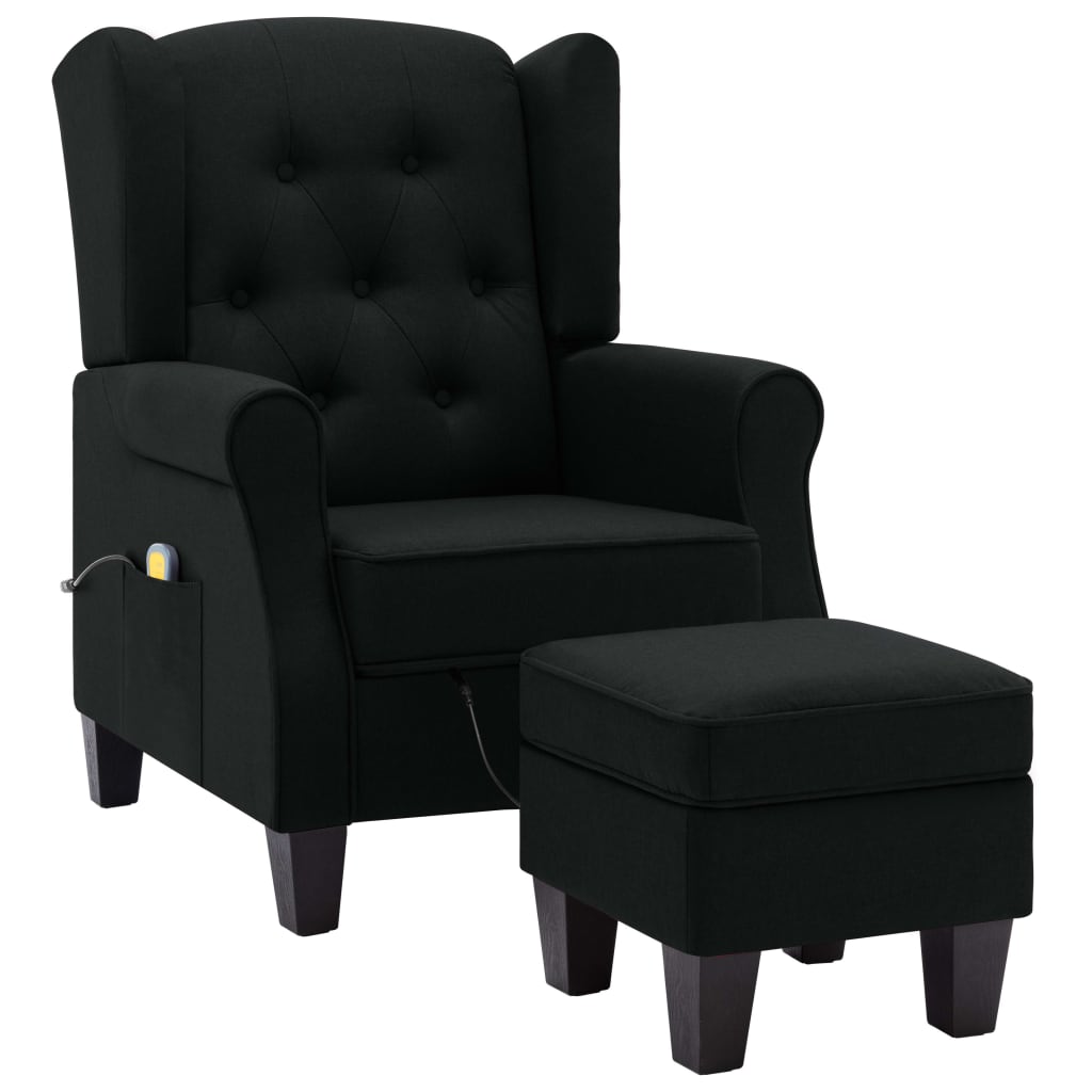 Fauteuil de massage avec repose-pied Noir Tissu - XIOS