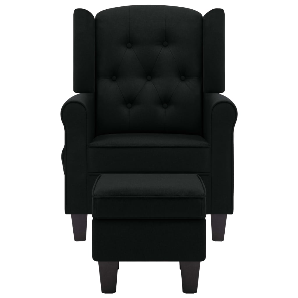 Fauteuil de massage avec repose-pied Noir Tissu - XIOS