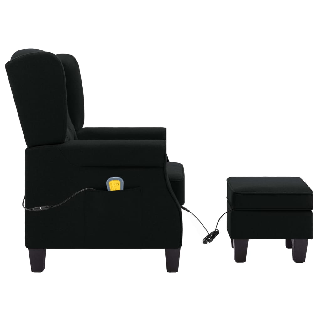 Fauteuil de massage avec repose-pied Noir Tissu - XIOS