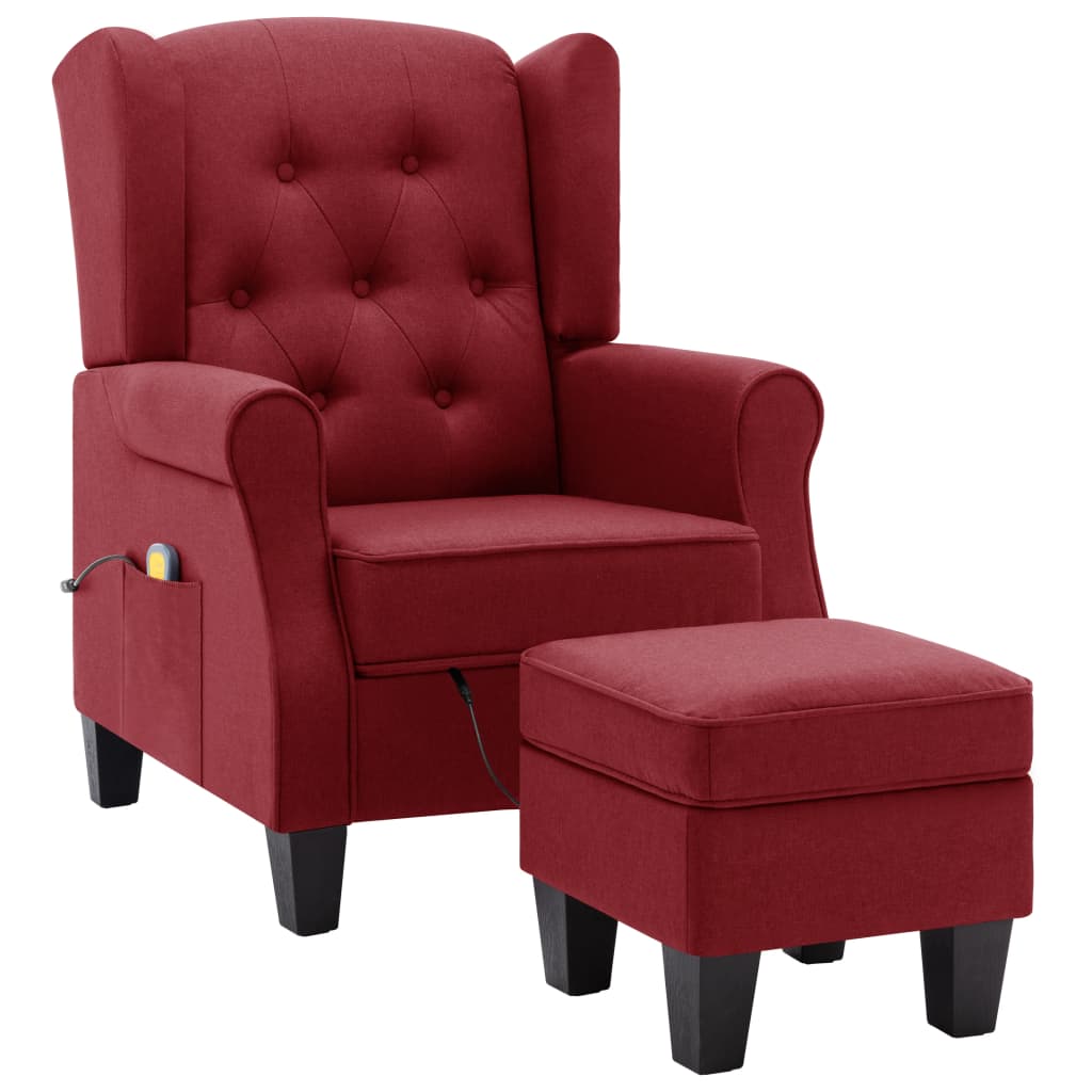 Fauteuil de massage avec repose-pied Rouge bordeaux Tissu - XIOS