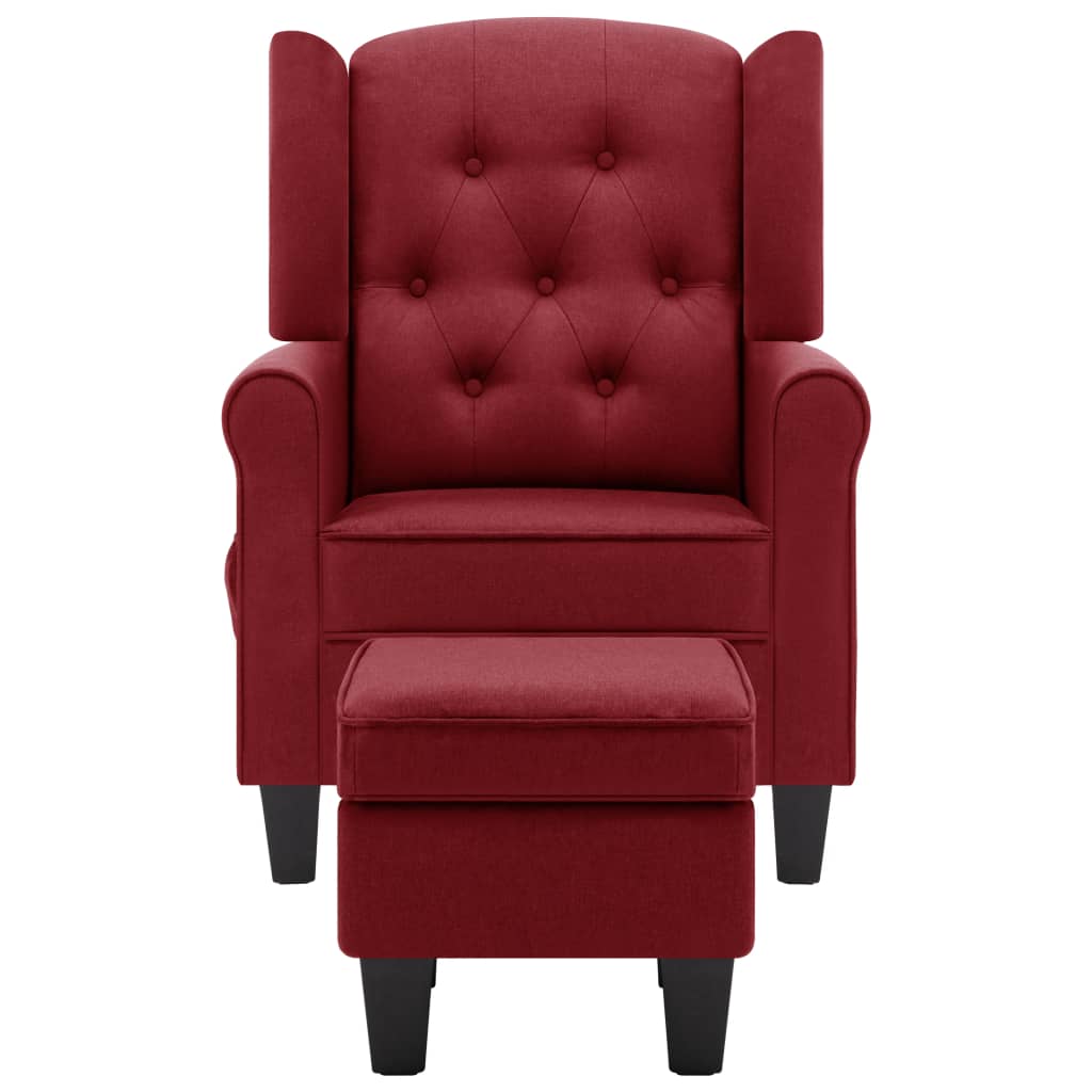 Fauteuil de massage avec repose-pied Rouge bordeaux Tissu - XIOS