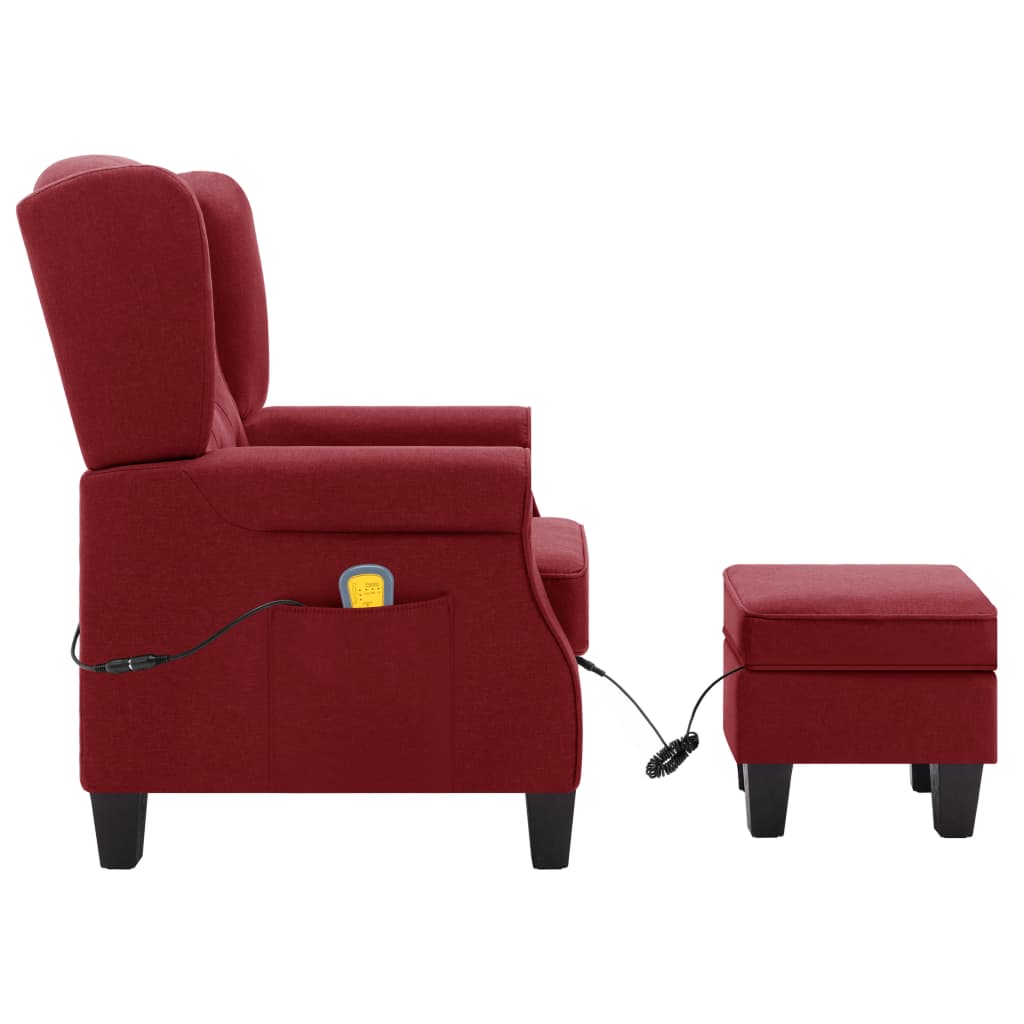 Fauteuil de massage avec repose-pied Rouge bordeaux Tissu - XIOS