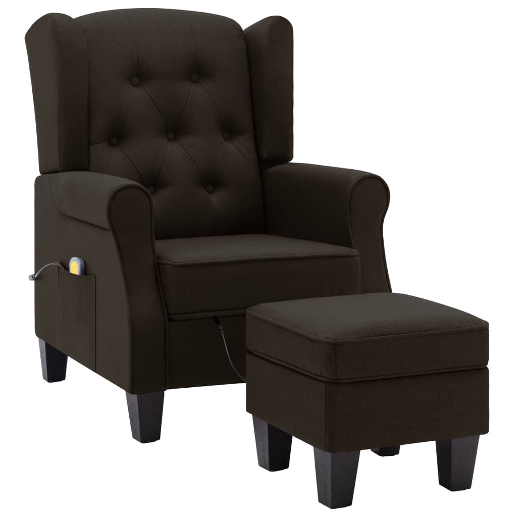 Fauteuil de massage avec repose-pied Marron foncé Tissu - XIOS