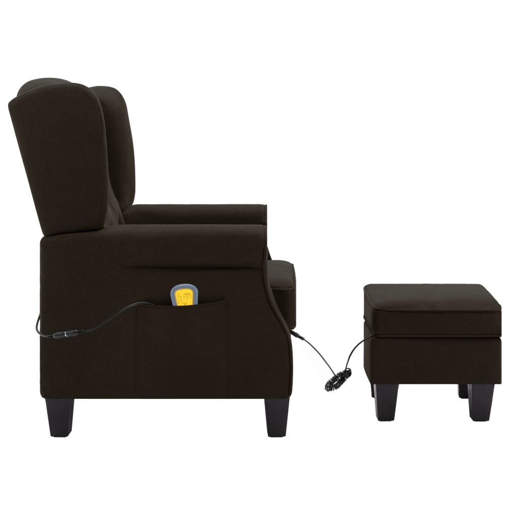 Fauteuil de massage avec repose-pied Marron foncé Tissu - XIOS
